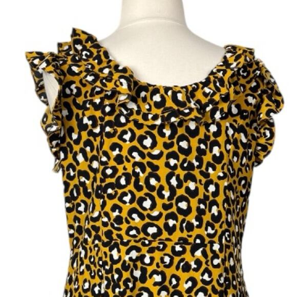 Who What Wear Midi Dress Ruffle Collar Yellow Leopard Women’s Plus Size XXL - Picture 9 of 13